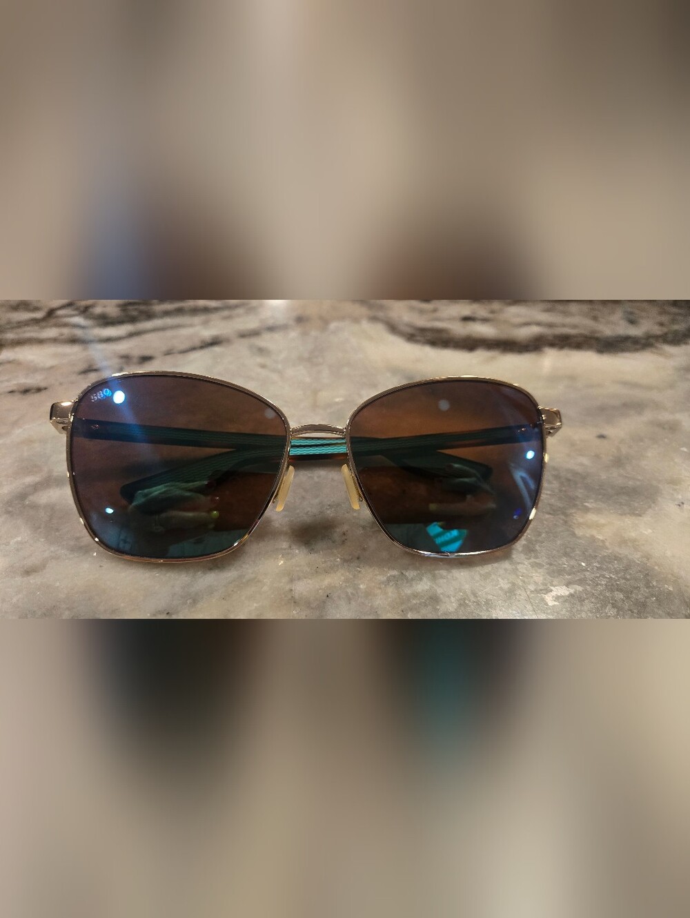 Costa Del Mar Paloma 580G Polarized Glass Sunglasses Gold/Tortoise Blue Mirror